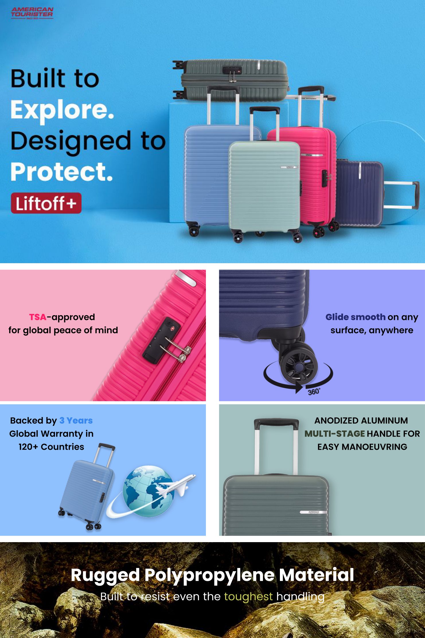 Amazon A+ landing page for American Tourister