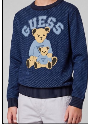 The bear print on the model, enlarged