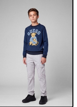 The same boy in the Guess bear sweater